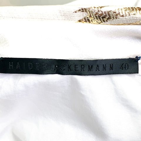 HAIDER ACKERMANN Size S White Cotton Hidden Placket Short Sleeve Shirt