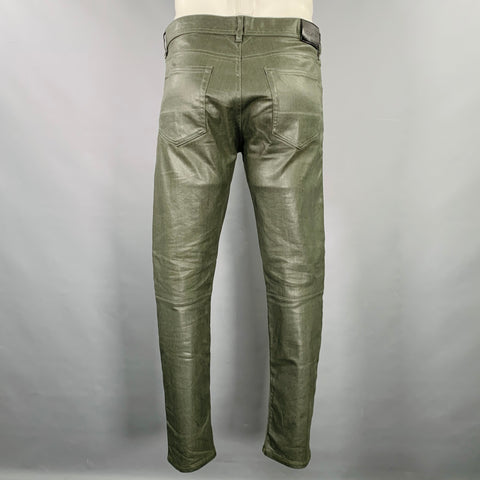 BELSTAFF Size 34 Green Cotton Blend Skinny 5 Pocket Jeans