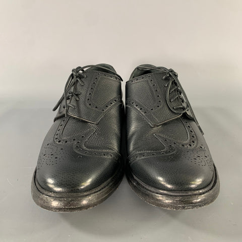 BURBERRY Size 10.5 Black Perforated Leather Lace Up Lace Up Shoes