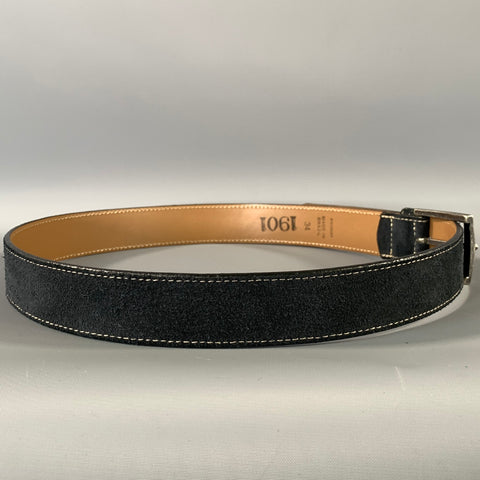 1901 Size 34 Black Brown Suede Leather Belt