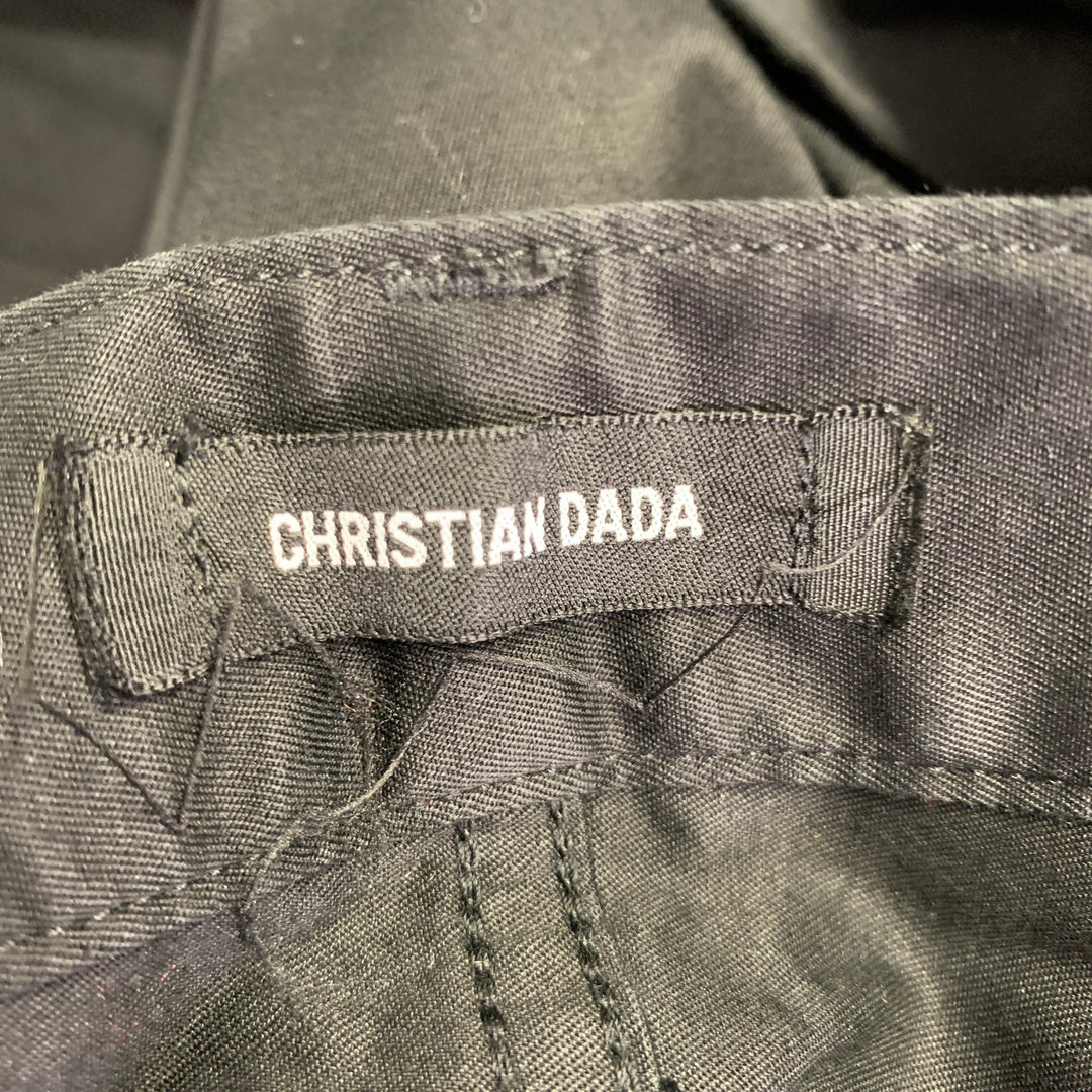 CHRISTIAN DADA Size 36 Black Distressed Cotton Zip Jeans