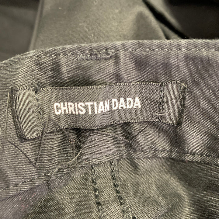 CHRISTIAN DADA Size 36 Black Distressed Cotton Zip Jeans