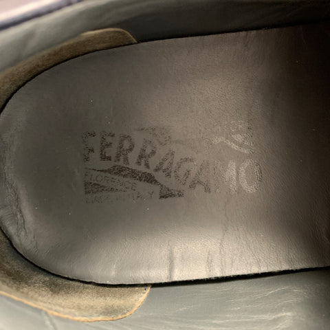 SALVATORE FERRAGAMO Size 10 Navy White Suede Sneakers