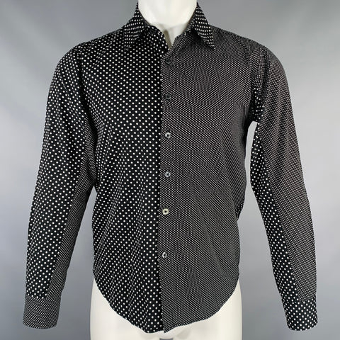COMME des GARCONS Taille M Chemise à manches longues en coton à pois noirs et blancs