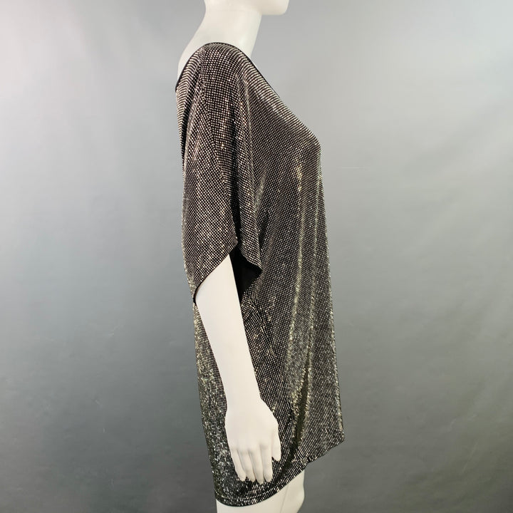 BALMAIN Size XS Black Silver Viscose Blend Studded Dolman Sleeves Scoop Neck T-Shirt