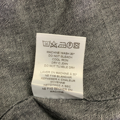 OFFICINE GENERALE Size L Grey Cotton One Pocket Long Sleeve Shirt