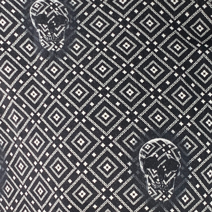 THE KOOPLES Size XL Black White Skulls Viscose Snaps Long Sleeve Shirt