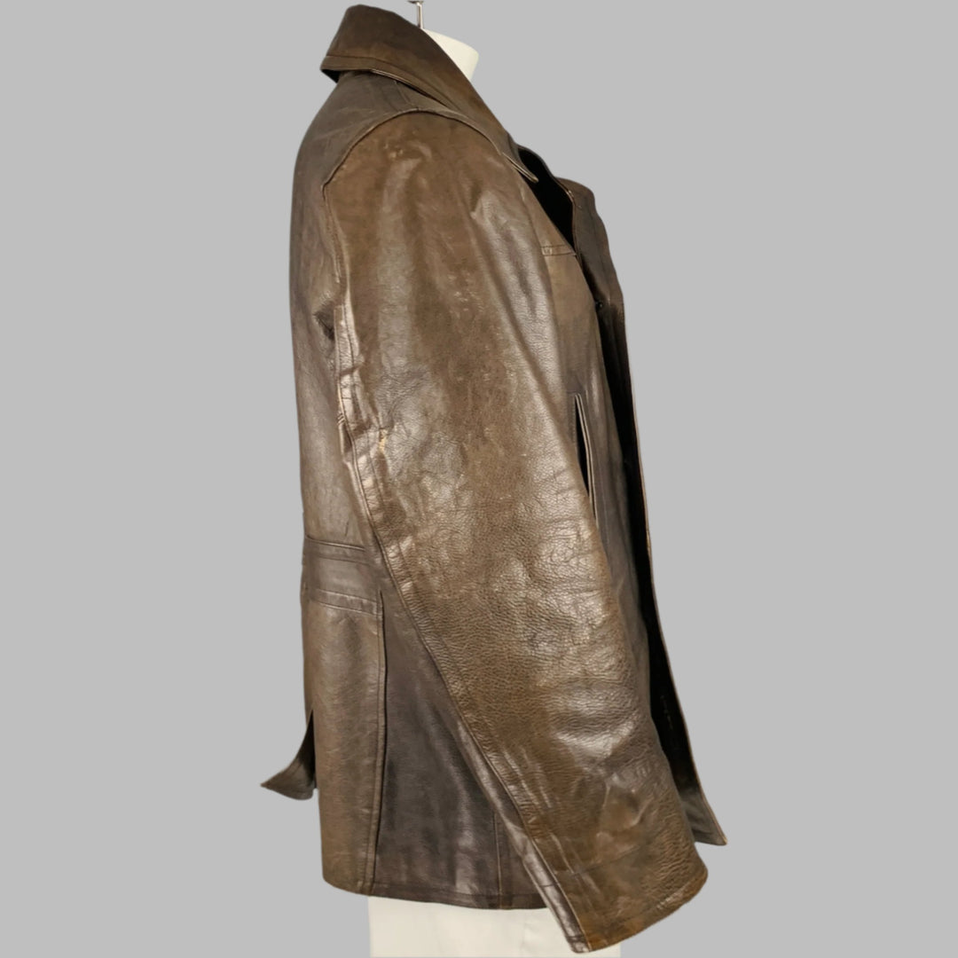 RRL by RALPH LAUREN Size XL Brown Leather Peacoat