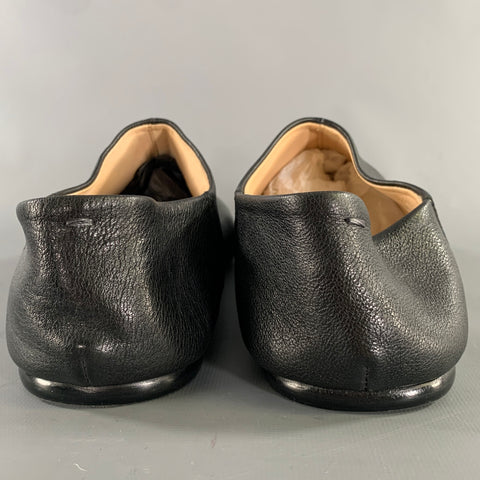 MAISON MARGIELA Size 11 Black Leather Slip On Loafers