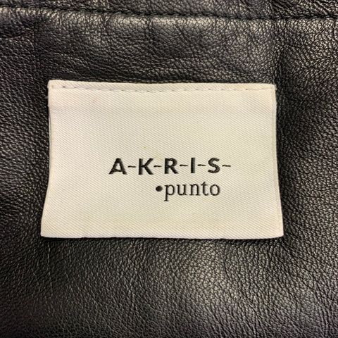 AKRIS Size 4 Black Wool Lambskin Leather Snaps Jacket