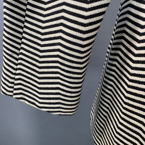 EMPORIO ARMANI Size 40 Regular Black White Chevron Virgin Wool Notch Lapel Suit