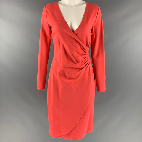 EMPORIO ARMANI Taille 6 Robe portefeuille en mélange de viscose orange