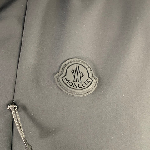 MONCLER Size L Black Polyamide Blend Softshell Hooded Zip Up Vest