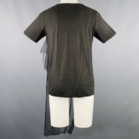 NOSTRASANTISSIMA Size XS Grey Charcoal Print Cotton Tulle T-shirt