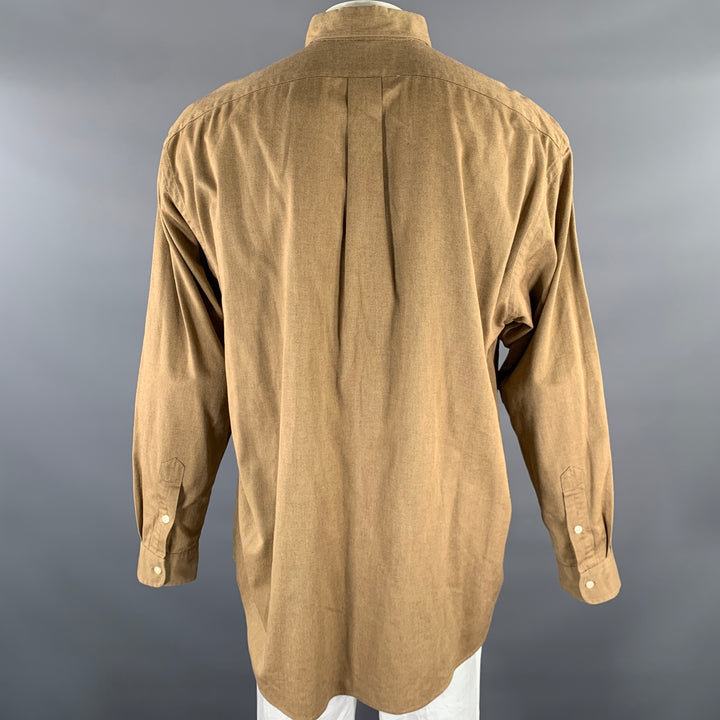 RALPH LAUREN Size XL Tan Cotton Long Sleeve Shirt