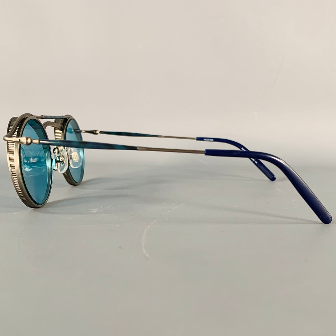 MATSUDA 2903H Silver Navy Titanium Round Sunglasses