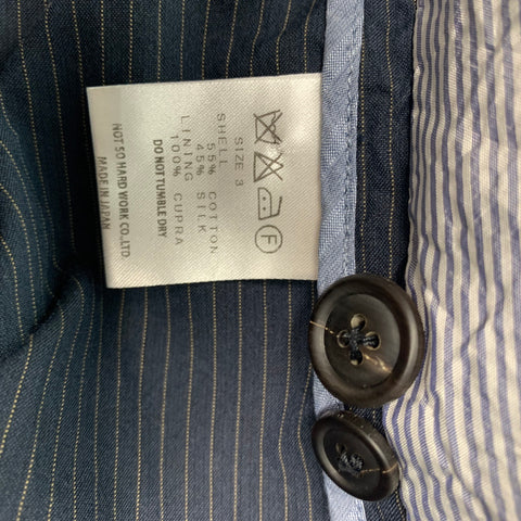 TS (S) Size L Navy Tan Pinstripe Cotton Silk Jacket