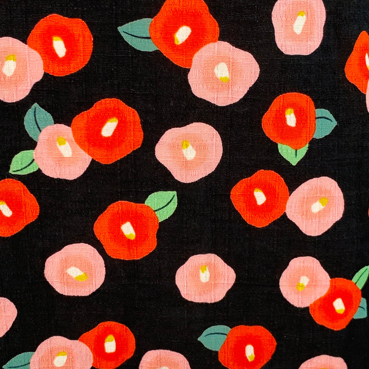 RAF SIMONS SS14 Runway Size 44 Black Red Pink Floral Poppy Cotton Button Up Short Sleeve Shirt
