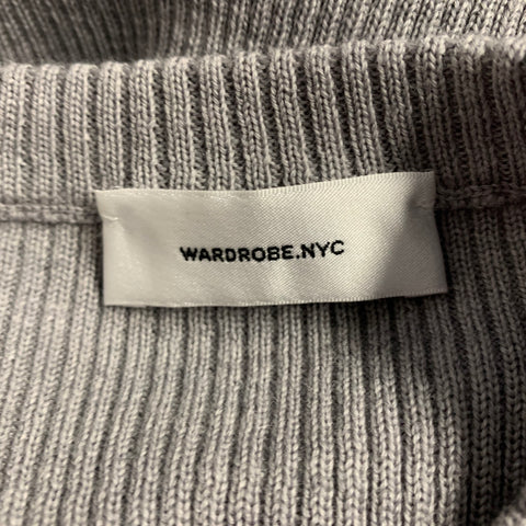 WARDROBE.NYC Size S Grey Merino Wool Ribbed Long Sleeve Above Knee Dress