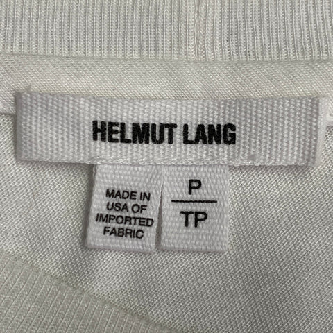 HELMUT LANG Size S White Silver Distressed Graphic Cotton Blend Crew Neck T-shirt