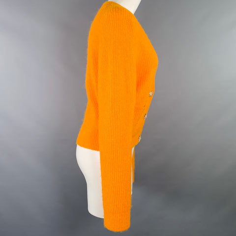 GANNI Size S Orange Alpaca Blend Rhinestones Knit Cardigan