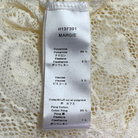 ANNE FONTAINE Size 6 Margie Cream Polyamide Blend Lace Button Up Blouse