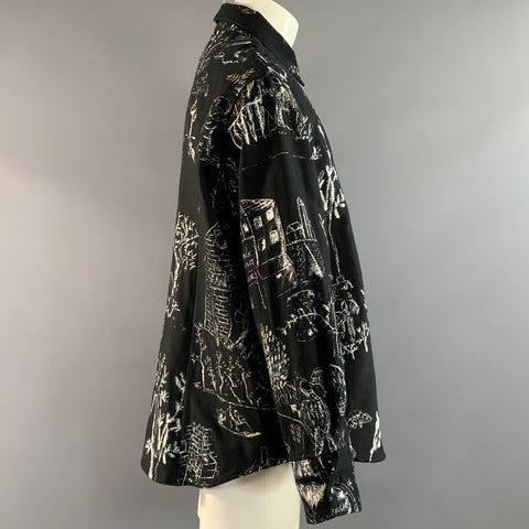 SHINYA KOZUKA Size M Black White Jacquard Polyester Cotton Jacket