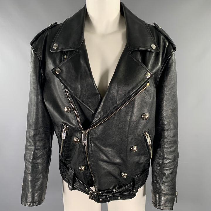 CELINE Size S Black Leather Motorcycle Jacket