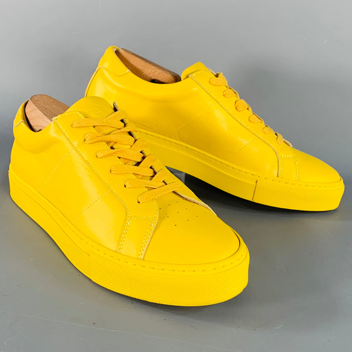 GREATS Size 9 Yellow Leather Low Top Lace-Up Sneakers