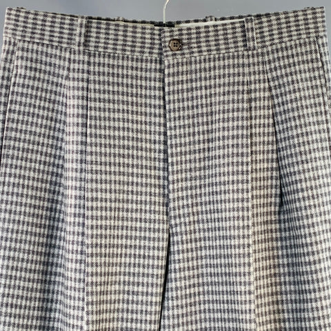 GIVENCHY Size 30 Grey Charcoal Checkered Virgin Wool Pleated Dress Pants