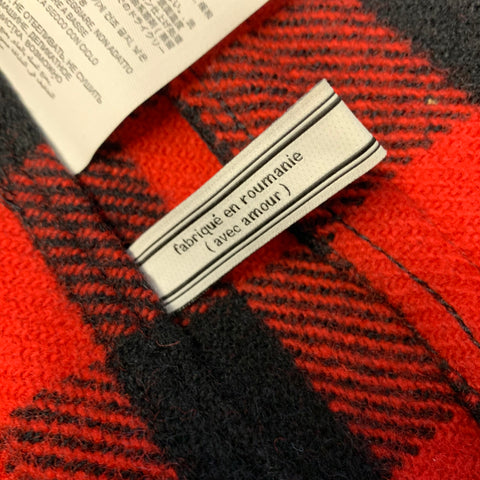 AMI by ALEXANDRE MATTIUSSI Size M Red Black Buffalo Plaid Wool Worker Jacket