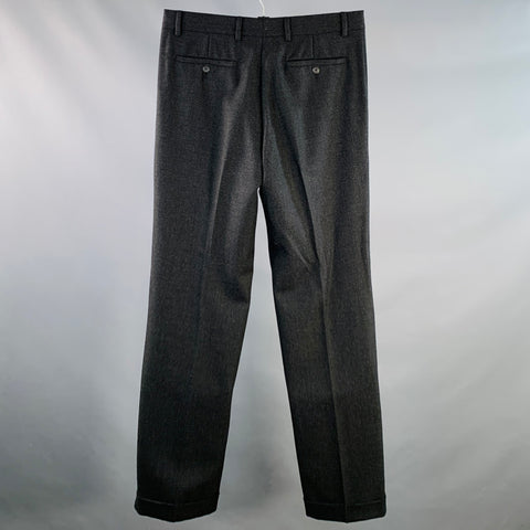 MARC JACOBS Size 32 Grey Charcoal Virgin Wool Wide Leg Cuffed Dress Pants