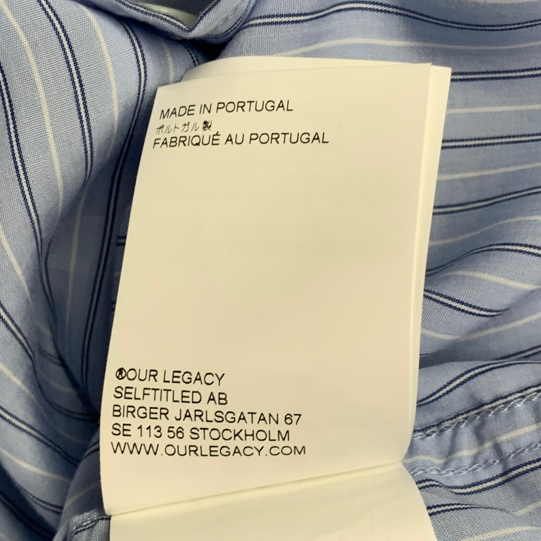 OUR LEGACY Size S Above Blue Stripe Tencel Oversized One Pocket Long Sleeve Shirt