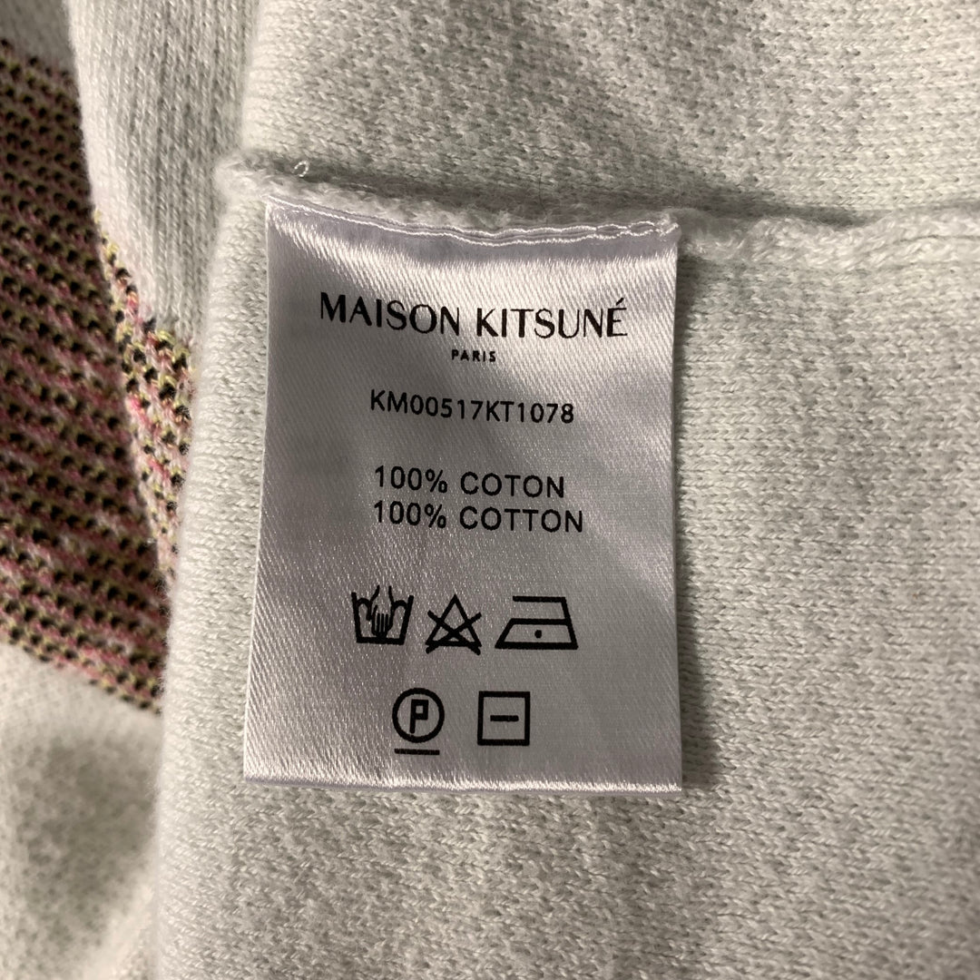MAISON KITSUNE Size XL Off-White Fox Cotton Ribbed Pullover