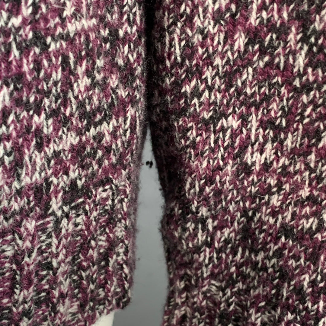 JIL SANDER Size XL Purple Black White Wool Melange Boxy Sweater