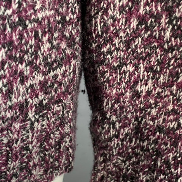 JIL SANDER Size XL Purple Black White Wool Melange Boxy Sweater