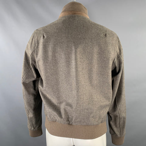 LORO PIANA Size M Brown Suede Leather Herringbone Wool Reversible Jacket
