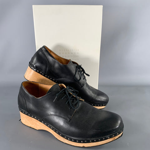 MAISON MARTIN MARGIELA Size 11 Black Leather Lace Up Shoes