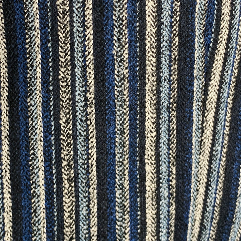 ETRO Talla 42 Abrigo deportivo con solapa de muesca en mezcla de lana a rayas, color azul marino, negro y blanco