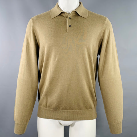 TOSCANO Polo manches longues en coton mélangé kaki, taille S