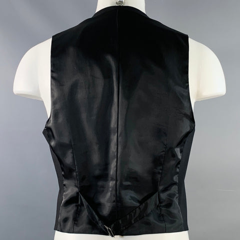 THEORY Size 40 Black Virgin Wool Blend V-Neck Vest