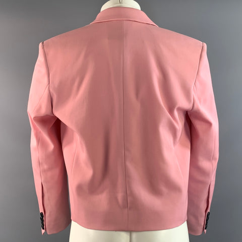 AMI Chest Size 44 Pink Black Cotton Polyester Peak Lapel Sport Coat
