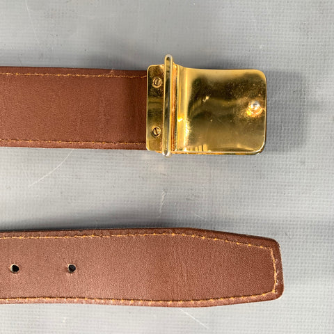 VINTAGE Size 33 Brown Gold Lizard Leather Belt