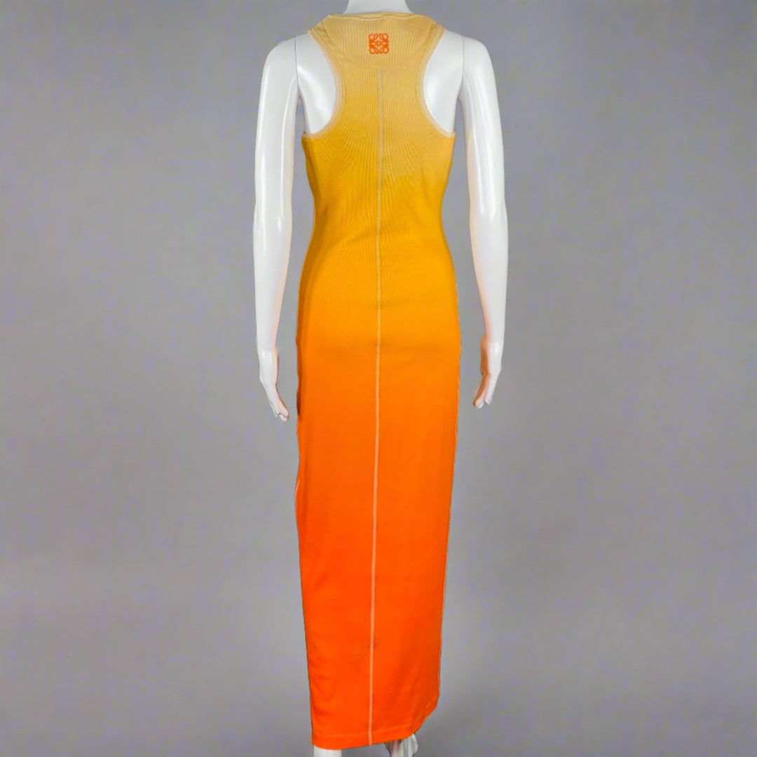 LOEWE Size M Orange Beige Cotton Blend Ombre Tank Long Dress