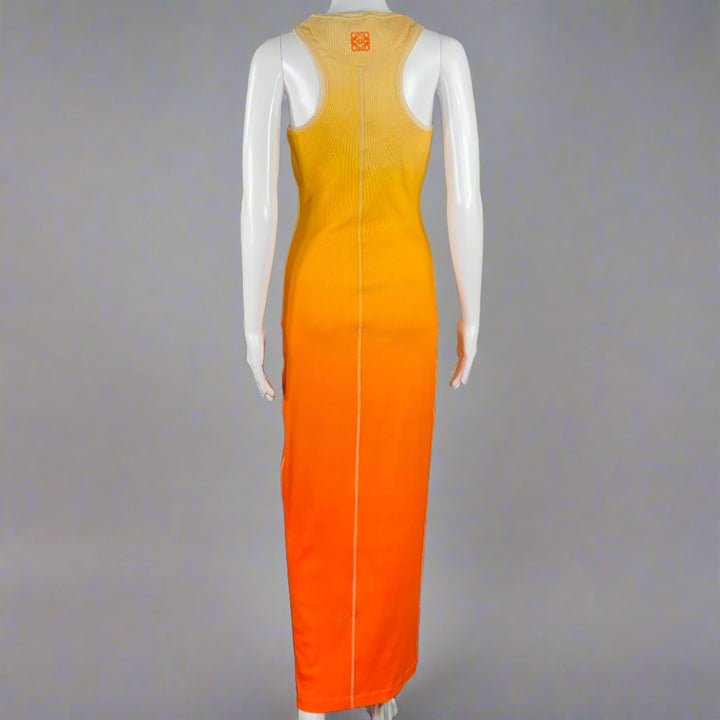 LOEWE Size M Orange Beige Cotton Blend Ombre Tank Long Dress