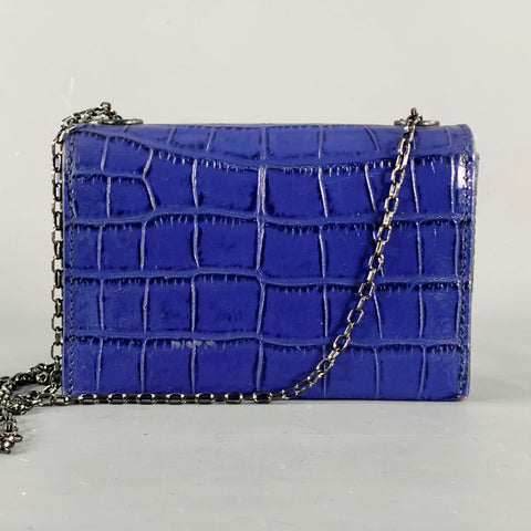 EMPORIO ARMANI Purple Croc Embossed Leather Cross Body Handbag