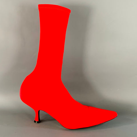 KHAITE Size 9.5 Taylor Red Neoprene Pull On Kitten Heel Sock Boots