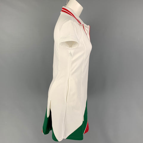 GUCCI Talla XS Minivestido a rayas de mezcla de poliamida verde blanco