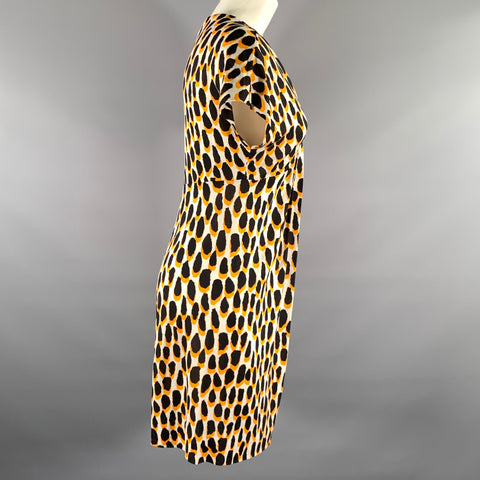 DIANE VON FURSTENBERG Size 2 Orange Black Silk Jersey Animal Print Pull On Dress