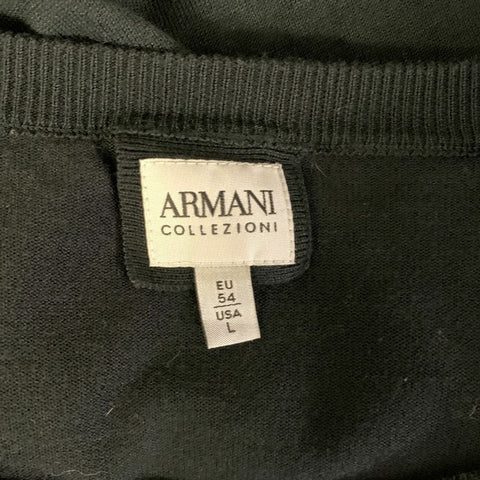 ARMANI COLLEZIONI Size L Black Knit Ribbed Pullover